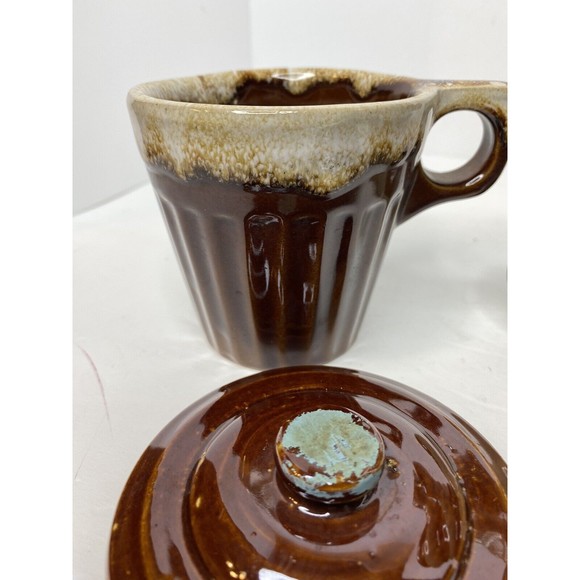 Soup Bowls , GLAZED STONEWARE CLAY WITH HANDLE AND LID 3 lot, 1 Mug Monmouth - Picture 15 of 15